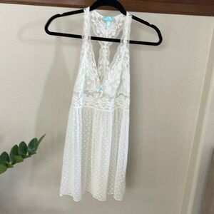 Betsey Johnson Intimates Babydoll Nightgown Dress Mesh Cream Lace size M